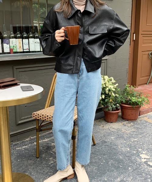 ABYS（アビス）の「フェイクレザーショートブルゾン（ブルゾン・レディース・ブラック/ブラウン・FREE）」の19枚目の写真