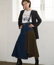 REDYAZEL | サス付きヘリンボーン×デニムスカート(スカート)
