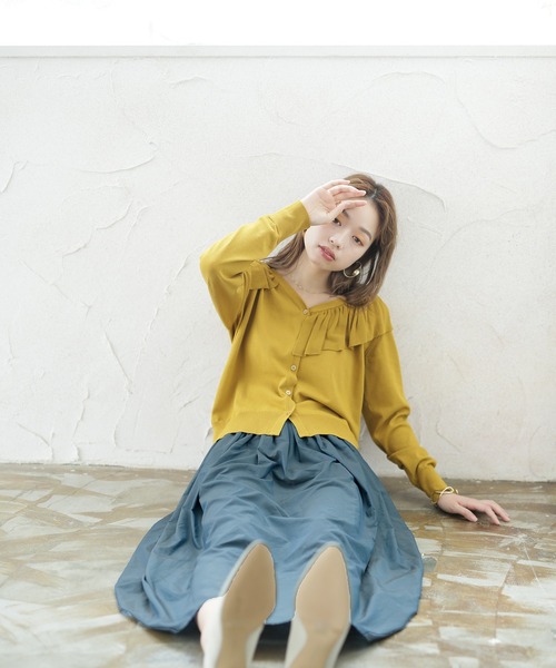 ENNEA（エンネア）の「【帯電防止＆撥水加工】グリッターギャザーロングスカート（スカート・レディース・ブラウン/パープル/グリーン・38）」の3枚目の写真