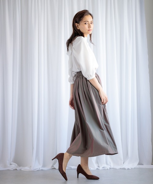 ENNEA（エンネア）の「【帯電防止＆撥水加工】グリッターギャザーロングスカート（スカート・レディース・ブラウン/パープル/グリーン・38）」の20枚目の写真