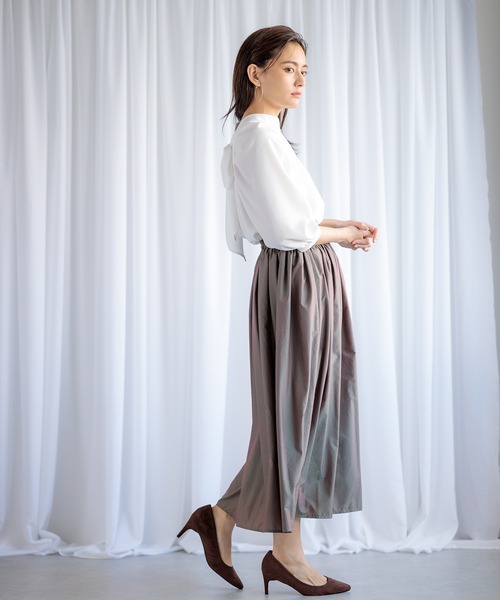 ENNEA（エンネア）の「【帯電防止＆撥水加工】グリッターギャザーロングスカート（スカート・レディース・ブラウン/パープル/グリーン・38）」の13枚目の写真