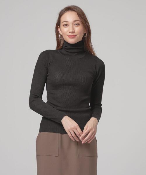 closet story(クローゼットストーリー)の「<closet story>ベーシック リブ タートルネック ニット -ウォッシャブル-(ニット/セーター・レディース・ブラック/ネイビー/オフホワイト・FREE)」の3枚目の写真