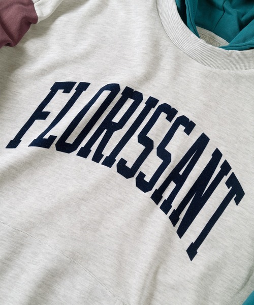 リメイク アップリケカレッジロゴ フード袖切替 プルパーカー リメイク アップリケカレッジロゴ フード袖切替 プルパーカー