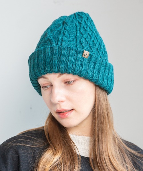 14+（イチヨンプラス）の「イタリア糸ケーブル編みワッチ（ニットキャップ/ビーニー・レディース・チャコールグレー/ライトブルー/ブラック/イエロー/ワインレッド/ピンク/オリーブ/ネイビー/アイボリー/グレー/ブラウン/ブルー/ベージュ/オレンジ/パープル・FREE）」の10枚目の写真