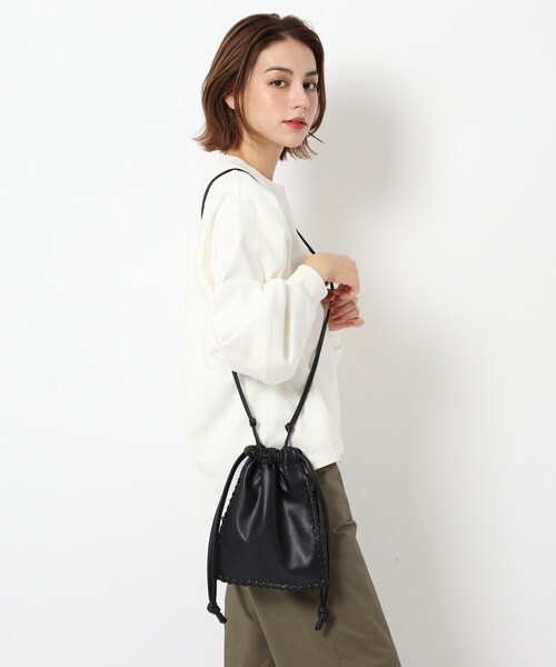 THE SHOP TK （ザ ショップ ティーケー ）の「◆カガリ巾着ショルダー（ショルダーバッグ・レディース・ブラック/オフホワイト・99）」の12枚目の写真
