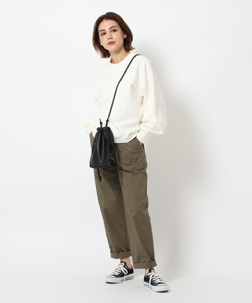 THE SHOP TK （ザ ショップ ティーケー ）の「◆カガリ巾着ショルダー（ショルダーバッグ・レディース・ブラック/オフホワイト・99）」の13枚目の写真