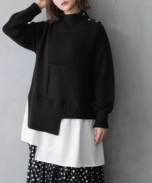 osharewalker | 『異素材ドッキングアシンメトリーニット』(ニット/セーター)