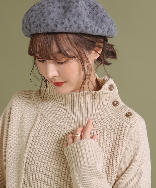 osharewalker（オシャレウォーカー）の「【廃盤】『異素材ドッキングアシンメトリーニット』（ニット/セーター・レディース・ブラック/ベージュ/パープル・1/2）」の11枚目の写真