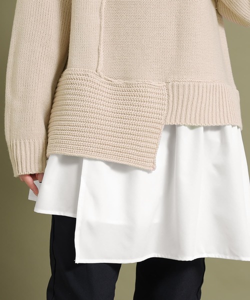 osharewalker（オシャレウォーカー）の「【廃盤】『異素材ドッキングアシンメトリーニット』（ニット/セーター・レディース・ブラック/ベージュ/パープル・1/2）」の12枚目の写真