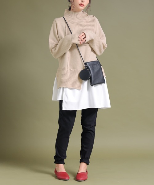 osharewalker（オシャレウォーカー）の「【廃盤】『異素材ドッキングアシンメトリーニット』（ニット/セーター・レディース・ブラック/ベージュ/パープル・1/2）」の16枚目の写真