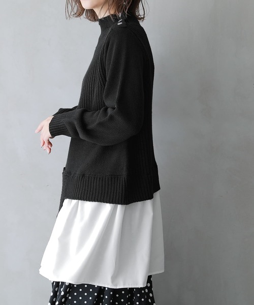 osharewalker（オシャレウォーカー）の「【廃盤】『異素材ドッキングアシンメトリーニット』（ニット/セーター・レディース・ブラック/ベージュ/パープル・1/2）」の18枚目の写真