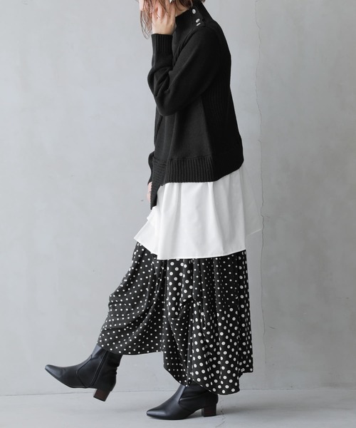 osharewalker（オシャレウォーカー）の「【廃盤】『異素材ドッキングアシンメトリーニット』（ニット/セーター・レディース・ブラック/ベージュ/パープル・1/2）」の21枚目の写真