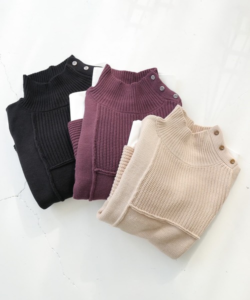 osharewalker（オシャレウォーカー）の「【廃盤】『異素材ドッキングアシンメトリーニット』（ニット/セーター・レディース・ブラック/ベージュ/パープル・1/2）」の22枚目の写真