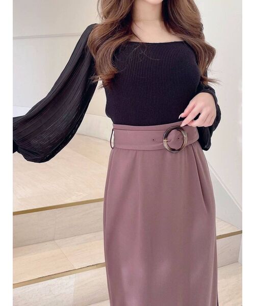 RESEXXY（リゼクシー）の「チュールパフニットTOPS（ニット/セーター・レディース・オフホワイト/ブラック/ブラウン・FREE）」の3枚目の写真