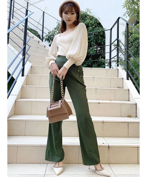 RESEXXY（リゼクシー）の「チュールパフニットTOPS（ニット/セーター・レディース・オフホワイト/ブラック/ブラウン・FREE）」の4枚目の写真