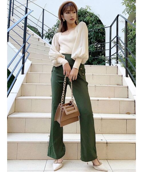 RESEXXY（リゼクシー）の「チュールパフニットTOPS（ニット/セーター・レディース・オフホワイト/ブラック/ブラウン・FREE）」の6枚目の写真