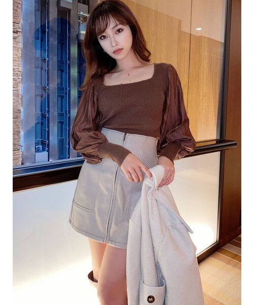 RESEXXY（リゼクシー）の「チュールパフニットTOPS（ニット/セーター・レディース・オフホワイト/ブラック/ブラウン・FREE）」の8枚目の写真