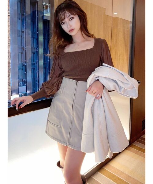 RESEXXY（リゼクシー）の「チュールパフニットTOPS（ニット/セーター・レディース・オフホワイト/ブラック/ブラウン・FREE）」の10枚目の写真