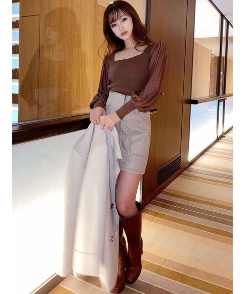 RESEXXY（リゼクシー）の「チュールパフニットTOPS（ニット/セーター・レディース・オフホワイト/ブラック/ブラウン・FREE）」の12枚目の写真