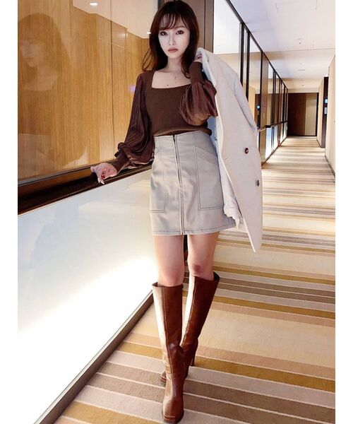 RESEXXY（リゼクシー）の「チュールパフニットTOPS（ニット/セーター・レディース・オフホワイト/ブラック/ブラウン・FREE）」の16枚目の写真