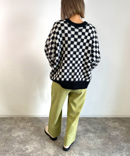 MLI'A（エムリア）の「アソート柄モヘアライク2Wayニットカーディガン（ニット/セーター・レディース・ホワイト×ブラック/ブラック系その他・M）」の6枚目の写真