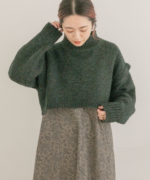 ITEMS URBANRESEARCH(アイテムズ アーバンリサーチ)の「ハイネックショートニット(ニット/セーター・レディース・チャコールグレー/グレー/グリーン・FREE)」の3枚目の写真
