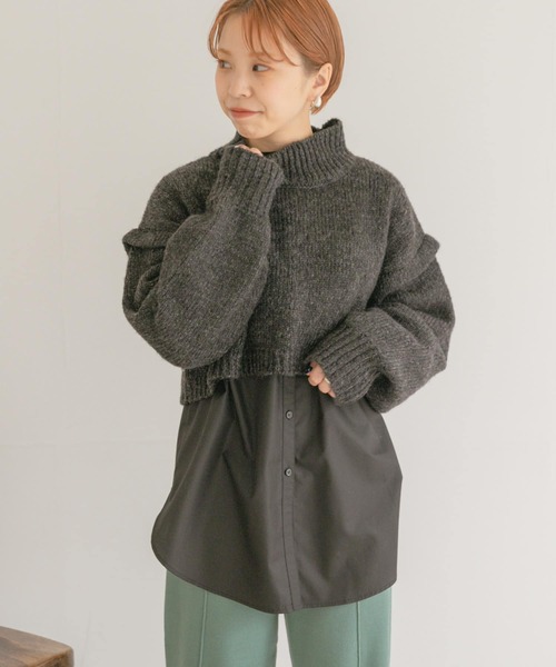 ITEMS URBANRESEARCH(アイテムズ アーバンリサーチ)の「ハイネックショートニット(ニット/セーター・レディース・チャコールグレー/グレー/グリーン・FREE)」の13枚目の写真