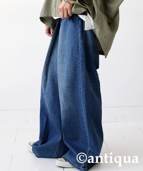 【極美品】anuans タックワイドデニムパンツ アニュアンス anuans タックワイドパンツ （LIGHT GREY