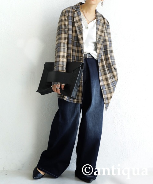 antiqua(アンティカ)の「タックワイドパンツ(デニムパンツ・レディース・ブルー/インディゴブルー・M/L)」の18枚目の写真