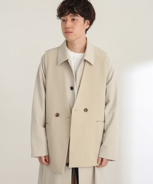 SENSE OF PLACE by URBAN RESEARCH(センスオブプレイスバイアーバンリサーチ)の「『セットアップ対応』 ダブルテーラードベスト(ベスト・メンズ・ブラック/ライトベージュ・MEDIUM/LARGE)」の5枚目の写真