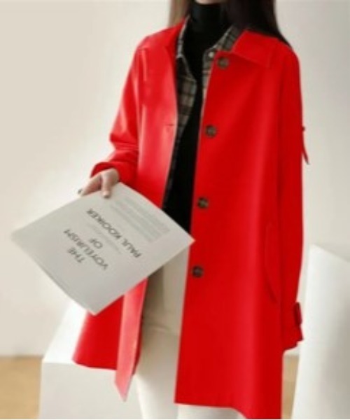 BLANC FICELLE(ブランフィセル)の「ステンカラーコート(ステンカラーコート・レディース・レッド/ベージュ/アイボリー・XXX-LARGE/SMALL/X-LARGE/LARGE)」の1枚目の写真