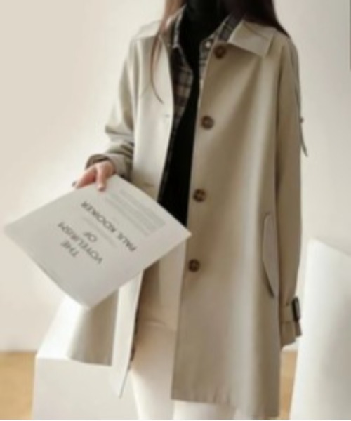 BLANC FICELLE(ブランフィセル)の「ステンカラーコート(ステンカラーコート・レディース・レッド/ベージュ/アイボリー・XXX-LARGE/SMALL/X-LARGE/LARGE)」の2枚目の写真