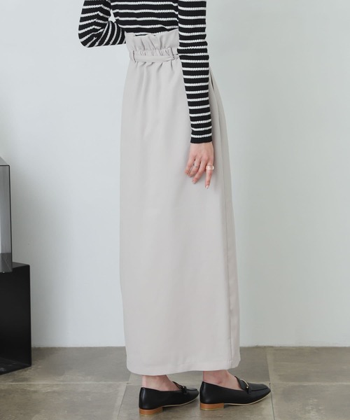 SENSE OF PLACE by URBAN RESEARCH（センスオブプレイスバイアーバンリサーチ）の「『XS・TALL展開あり』カルゼハイウエストラップスカート（スカート・レディース・ライトベージュ/グリーン/ブラック・SMALL/TALL/X-SMALL/MEDIUM）」の4枚目の写真