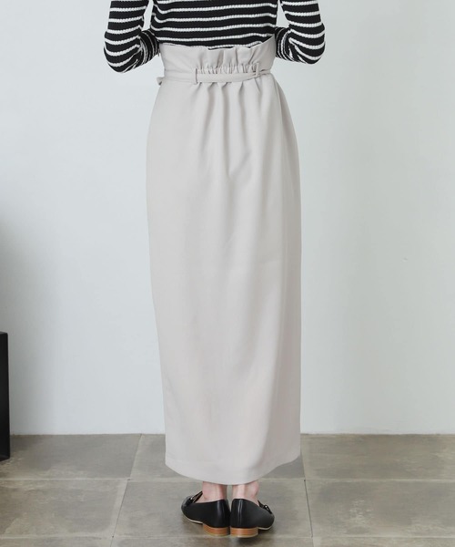 SENSE OF PLACE by URBAN RESEARCH（センスオブプレイスバイアーバンリサーチ）の「『XS・TALL展開あり』カルゼハイウエストラップスカート（スカート・レディース・ライトベージュ/グリーン/ブラック・SMALL/TALL/X-SMALL/MEDIUM）」の5枚目の写真