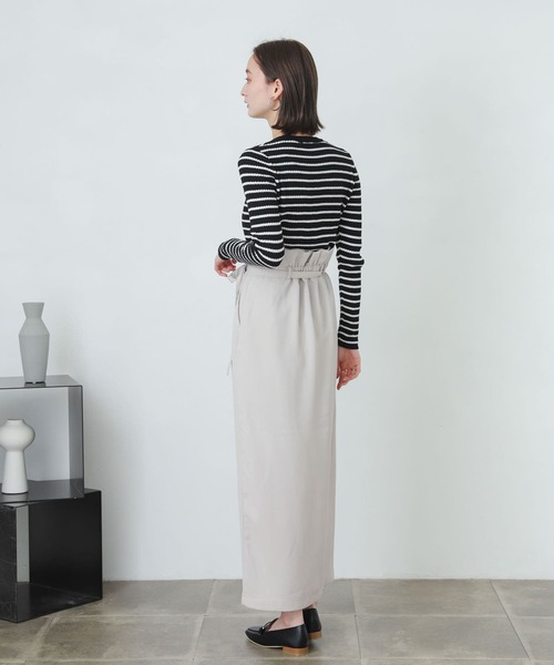 SENSE OF PLACE by URBAN RESEARCH（センスオブプレイスバイアーバンリサーチ）の「『XS・TALL展開あり』カルゼハイウエストラップスカート（スカート・レディース・ライトベージュ/グリーン/ブラック・SMALL/TALL/X-SMALL/MEDIUM）」の8枚目の写真