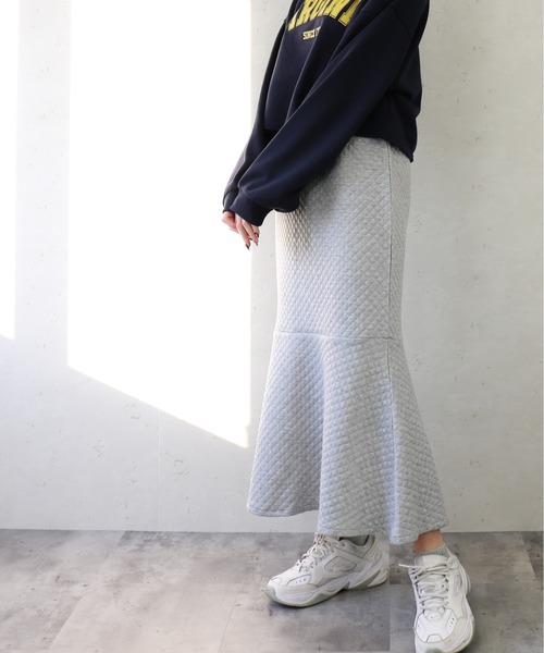 Per sist ence(パーシエンス)の「Per sist ence/パーシエンス カットキルティング マーメイドスカート(スカート・レディース・オフホワイト/グレー/ブラック・FREE)」の13枚目の写真