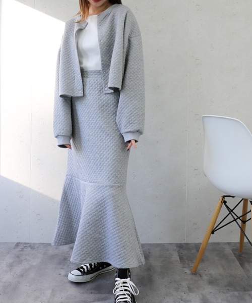 Per sist ence(パーシエンス)の「Per sist ence/パーシエンス カットキルティング マーメイドスカート(スカート・レディース・オフホワイト/グレー/ブラック・FREE)」の7枚目の写真