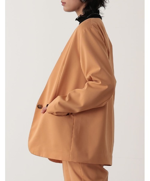 Re:EDIT（リエディ）の「2WAYカラーツイルスリーブアウトジャケット（ノーカラージャケット・レディース・オレンジ/ブルー/キャメル/アイボリー/ブラック・MEDIUM/LARGE）」の11枚目の写真