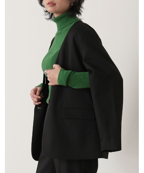 Re:EDIT（リエディ）の「2WAYカラーツイルスリーブアウトジャケット（ノーカラージャケット・レディース・オレンジ/ブルー/キャメル/アイボリー/ブラック・MEDIUM/LARGE）」の6枚目の写真