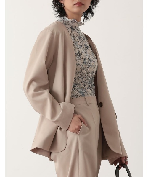 Re:EDIT（リエディ）の「2WAYカラーツイルスリーブアウトジャケット（ノーカラージャケット・レディース・オレンジ/ブルー/キャメル/アイボリー/ブラック・MEDIUM/LARGE）」の14枚目の写真