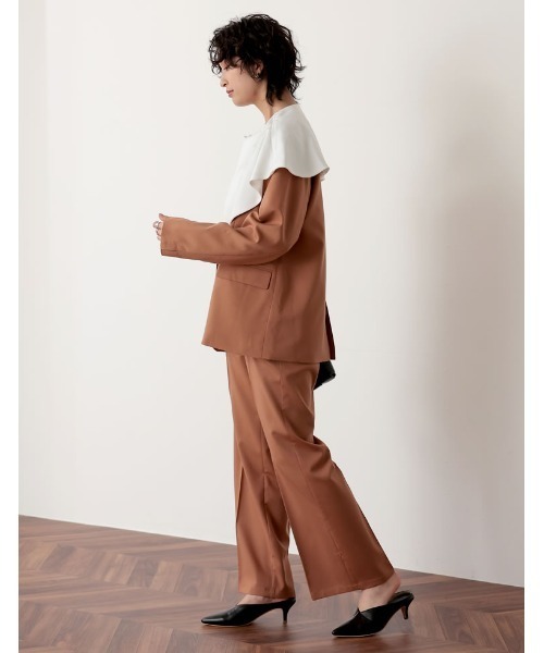 Re:EDIT（リエディ）の「2WAYカラーツイルスリーブアウトジャケット（ノーカラージャケット・レディース・オレンジ/ブルー/キャメル/アイボリー/ブラック・MEDIUM/LARGE）」の19枚目の写真