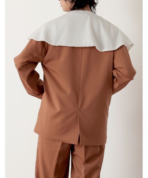 Re:EDIT（リエディ）の「2WAYカラーツイルスリーブアウトジャケット（ノーカラージャケット・レディース・オレンジ/ブルー/キャメル/アイボリー/ブラック・MEDIUM/LARGE）」の18枚目の写真