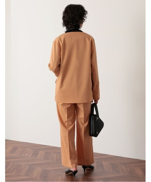 Re:EDIT（リエディ）の「2WAYカラーツイルスリーブアウトジャケット（ノーカラージャケット・レディース・オレンジ/ブルー/キャメル/アイボリー/ブラック・MEDIUM/LARGE）」の13枚目の写真