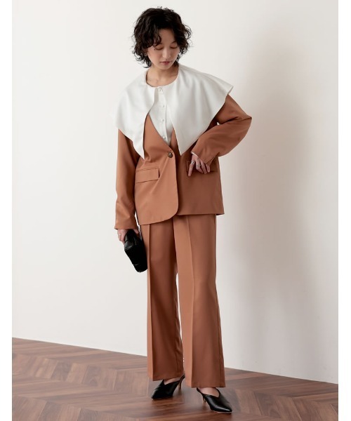 Re:EDIT（リエディ）の「2WAYカラーツイルスリーブアウトジャケット（ノーカラージャケット・レディース・オレンジ/ブルー/キャメル/アイボリー/ブラック・MEDIUM/LARGE）」の20枚目の写真