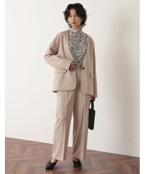 Re:EDIT（リエディ）の「2WAYカラーツイルスリーブアウトジャケット（ノーカラージャケット・レディース・オレンジ/ブルー/キャメル/アイボリー/ブラック・MEDIUM/LARGE）」の16枚目の写真