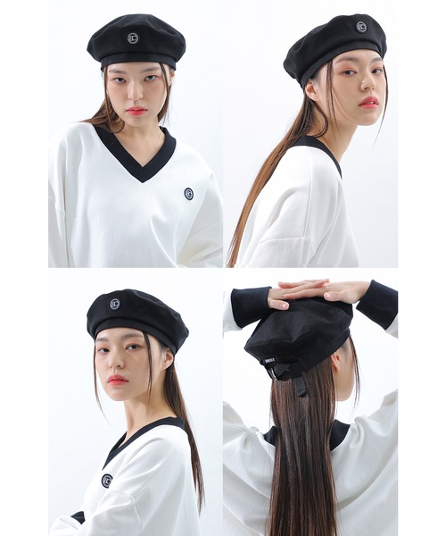 BASIC COTTON(ベーシックコットン)の「A'GEM/9 × .kom『BASIC COTTON/ベーシックコットン』ミックスデザインVネックスウェットシャツ(スウェット・レディース・ホワイト/ブラック/ブラック×ホワイト・FREE)」の5枚目の写真