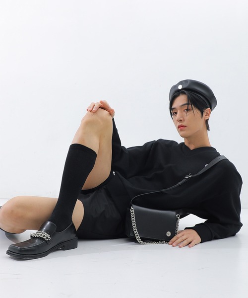 BASIC COTTON(ベーシックコットン)の「A'GEM/9 × .kom『BASIC COTTON/ベーシックコットン』ミックスデザインVネックスウェットシャツ(スウェット・レディース・ホワイト/ブラック/ブラック×ホワイト・FREE)」の9枚目の写真