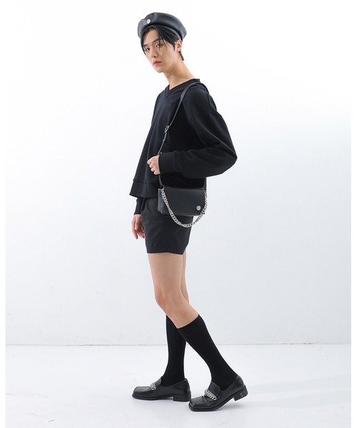 BASIC COTTON(ベーシックコットン)の「A'GEM/9 × .kom『BASIC COTTON/ベーシックコットン』ミックスデザインVネックスウェットシャツ(スウェット・レディース・ホワイト/ブラック/ブラック×ホワイト・FREE)」の11枚目の写真