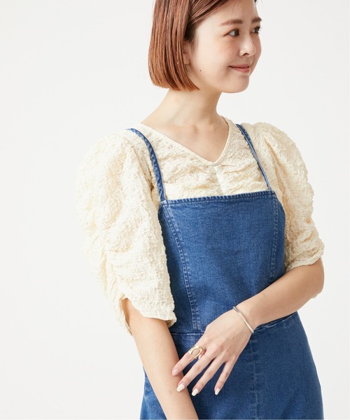 U by SPICK&SPAN(ユーバイスピックアンドスパン)の「フロントギャザーブラウス◆(シャツ/ブラウス・レディース・アイボリー/ブラック・FREE)」の1枚目の写真