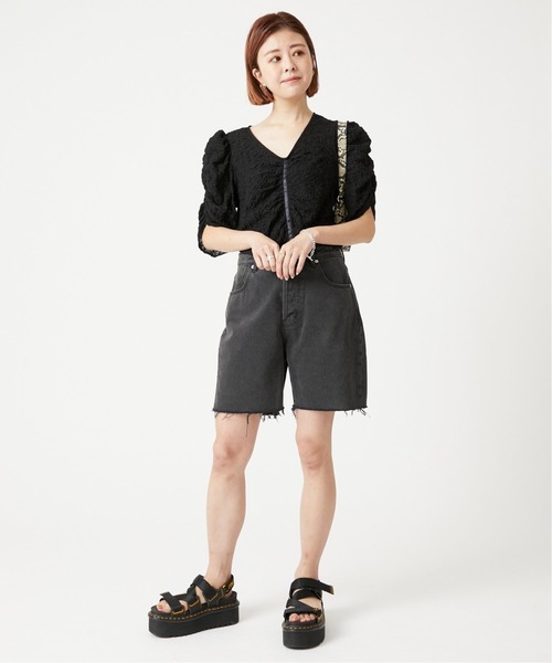 U by SPICK&SPAN(ユーバイスピックアンドスパン)の「フロントギャザーブラウス◆(シャツ/ブラウス・レディース・アイボリー/ブラック・FREE)」の8枚目の写真